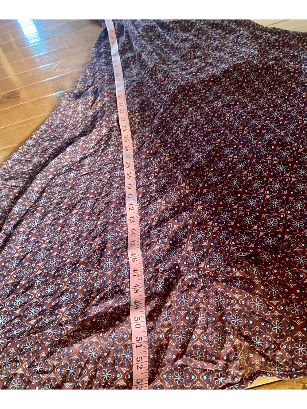 Abercrombie & Fitch Floral Smocked Open Back Sheer Maxi Dress Burgundy S